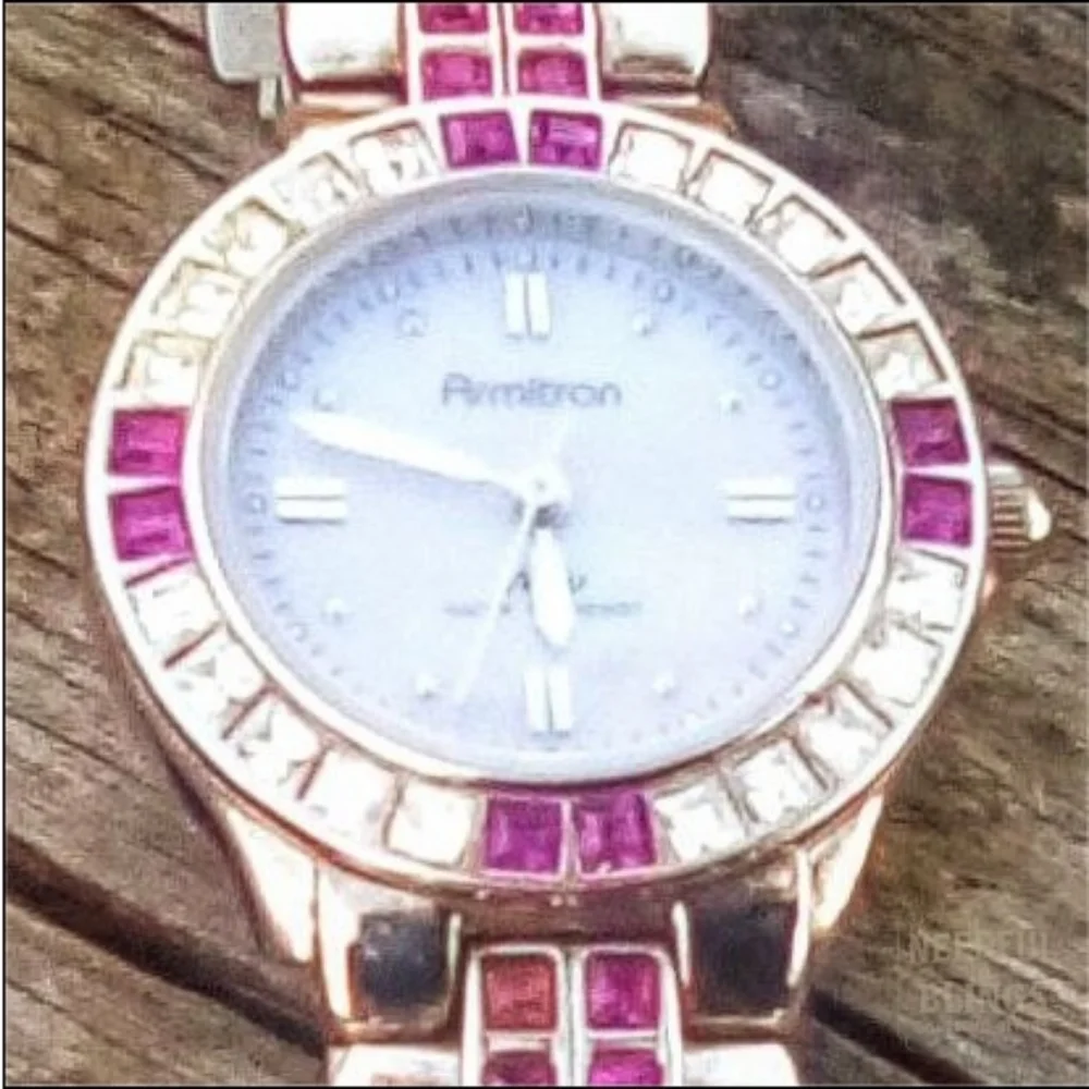 Permitron Purple Crystal Stainless Steel Y2K Quartz Watch 🦩